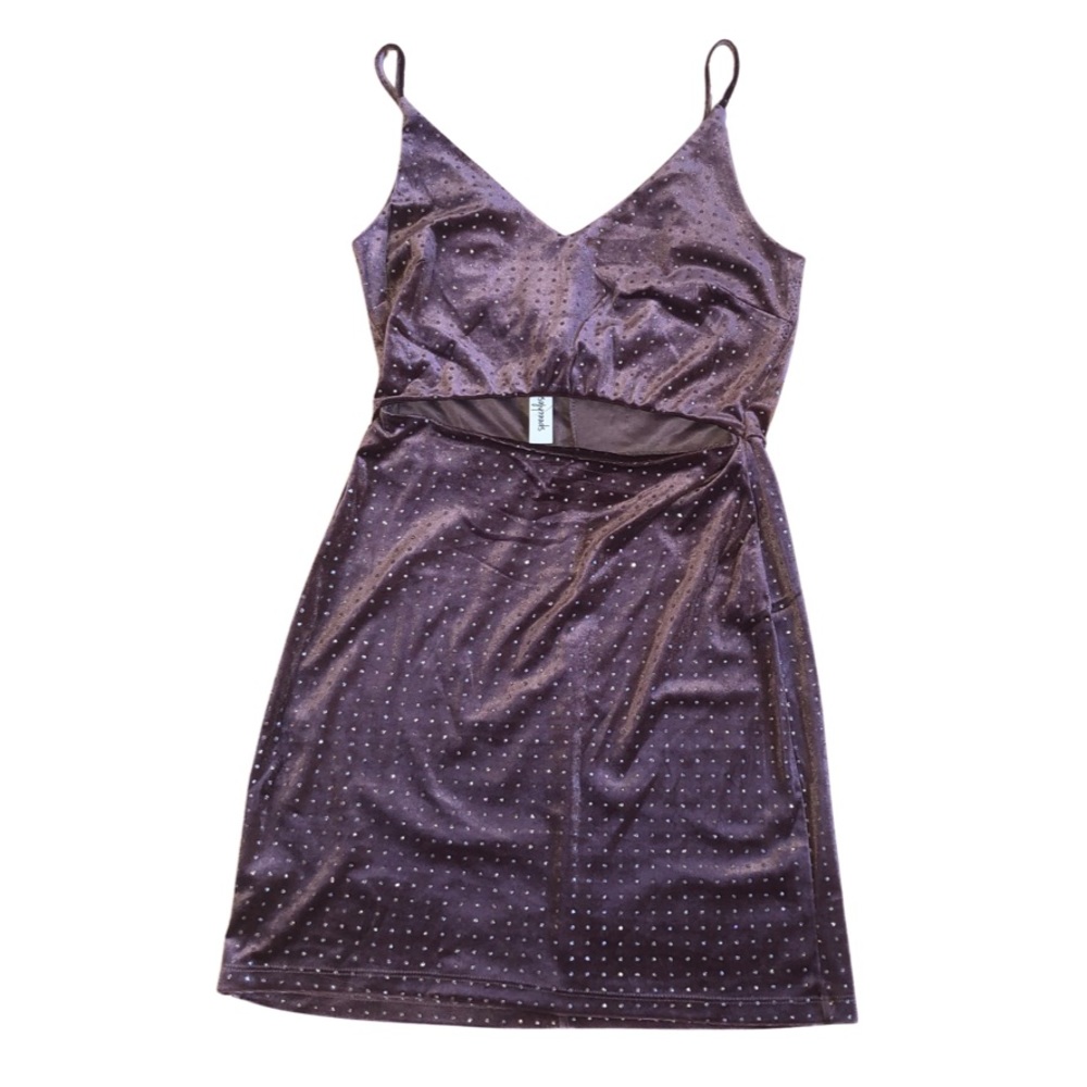 Cutout velvet mauve sparkly mini dress. Brand new